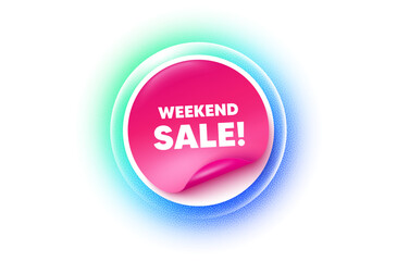 Weekend sale sticker blue gradient. Paper offer price tag. Weekend Sale tag. Special offer price sign. Advertising Discounts symbol. Sticker label. Grain dots effect. Vector
