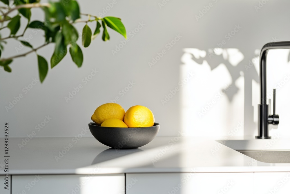 Aufkleber minimalist scandinavian kitchen white countertops and subtle gray tiles for urban development and st