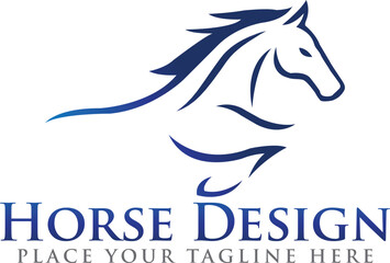 Two Running Horse Logo Design Vector Template.