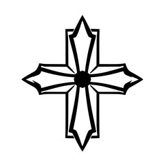 Ornate Cross: A Black and White Religious Symbol Design