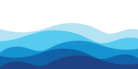 Sea waves layer vector background illustration. Sea beach