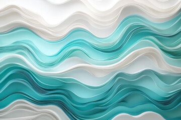 Fototapeta premium Abstract teal and white wave pattern.
