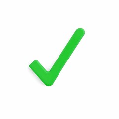 Green checkmark white background .