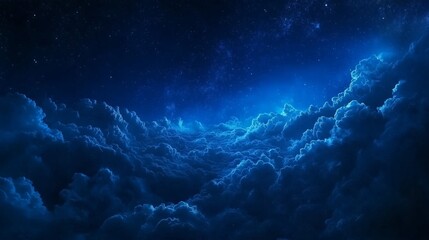 Obraz premium Deep Blue Night Sky with Dramatic Clouds