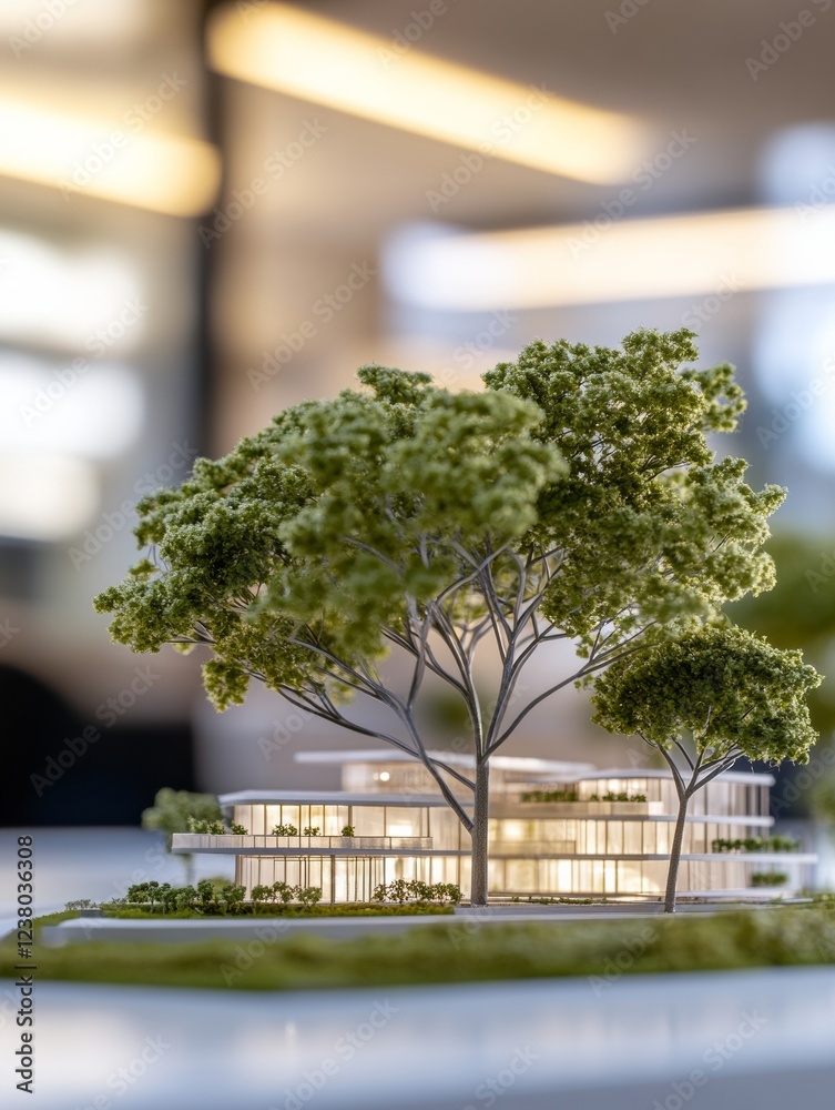 Aufkleber modern microarchitecture concept detailed sustainable structures with miniature foliage - ecological