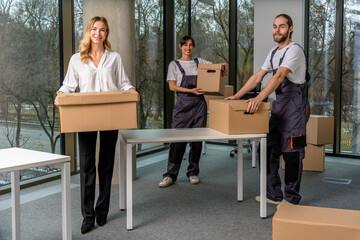 Group of people working in a delivery point