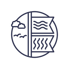 Symbolic representation of cultural exchange with nature and flags.