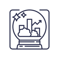 Obraz premium Crystal ball with graphs symbolizes future trend forecasting.