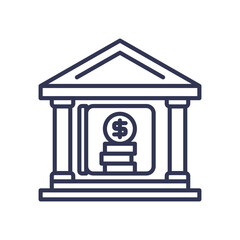 Illustration of a bank building with a dollar symbol, representing financial management and banking.