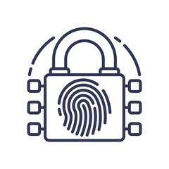 Padlock with fingerprint symbolizes secure access and fraud prevention.