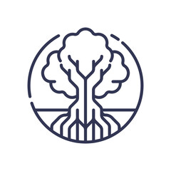 Tree with circuit roots symbolizes growth and technology integration.