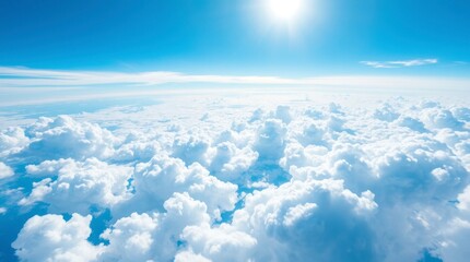 Serene Cloudscape: A Heavenly Vista of White Clouds and Blue Sky