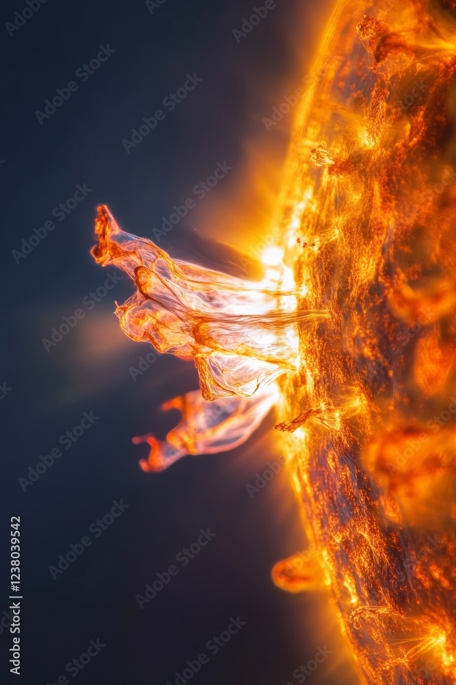 Leinwandbilder digital celestial art solar surface with plasma flares - dynamic astronomical visualization for educ