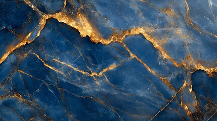 Fototapeta premium Luxurious Blue Marble with Gold Veins - Elegant Natural Stone Texture