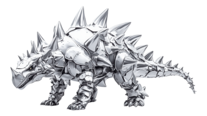 Stegosaurus 3D Model, detailed representation of a dinosaur showcasing its distinctive armored plates and tail spikes, transparent background