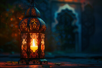 Beautiful greeting card with holiday composition for happy celebrate Ramadan, abstract vivid composition consists of fictional unreal fantastic vision on background