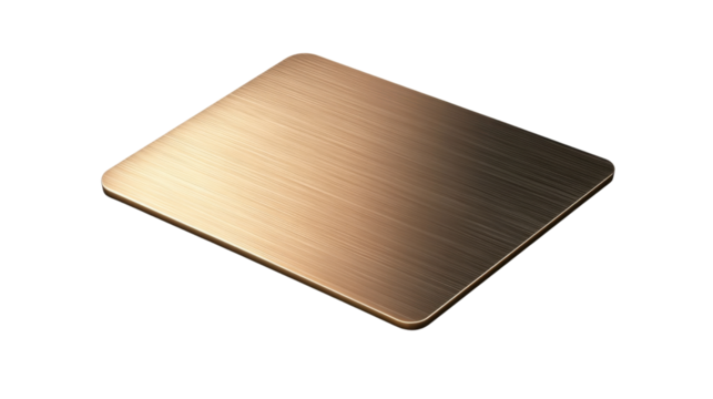 Brushed metal plate with rounded corners on transparent background
