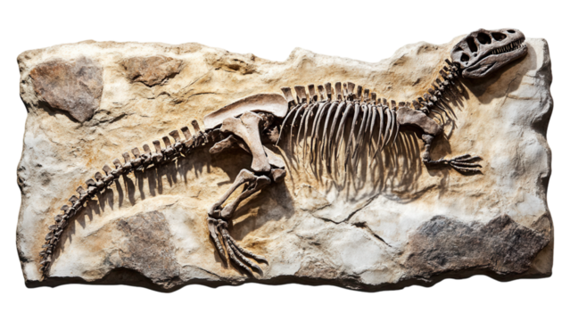 Dinosaur Fossil Icon, flat design, isolated on white, transparent background, ideal for educational and thematic uses