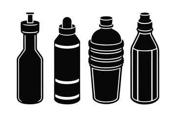 Four different style of Water bottles silhouette art illustration2.eps