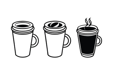 Three different styles of coffee cups vector art illustration.eps