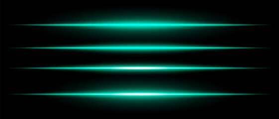 Realistic green laser beams with glowing effect on a black background. Futuristic energy streaks, sci-fi speed motion, neon cyber light.