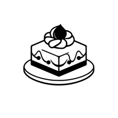 A delectable square cake, adorned with whipped cream and chocolate. Perfect for satisfying your sweet tooth. Indulge in this delightful treat!