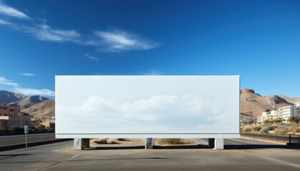 Obraz premium A large white billboard is standing in a parking lot