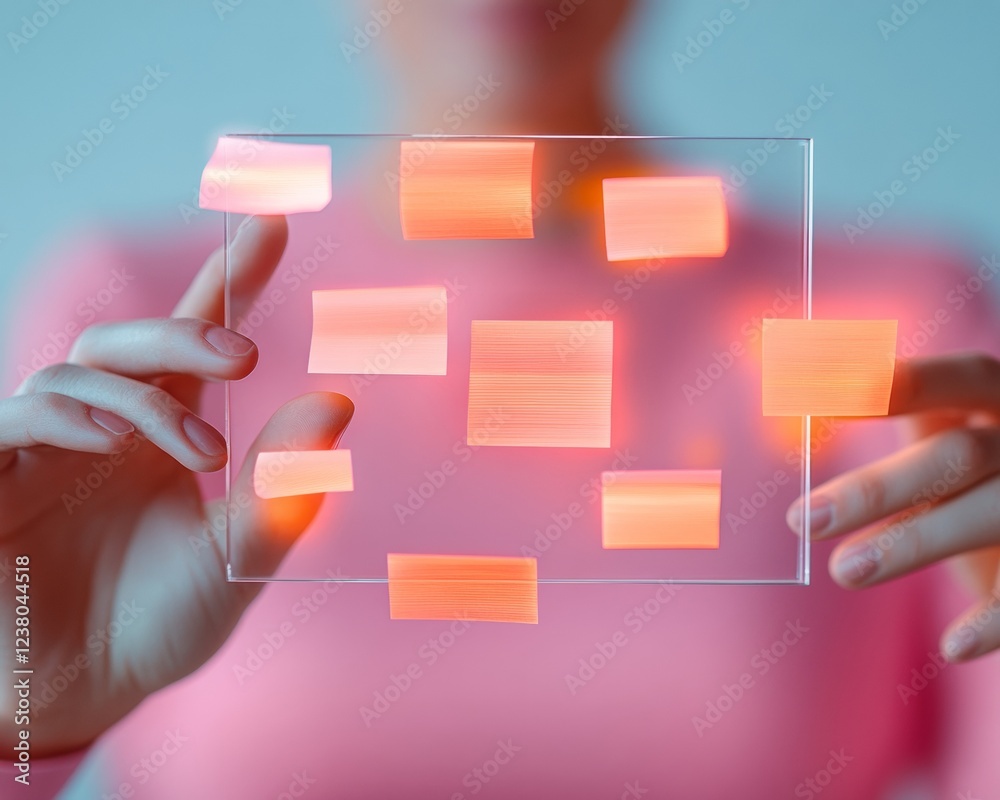 Poster vibrant workflow strategy team collaboration and sticky notes on glass panel - dynamic business cont