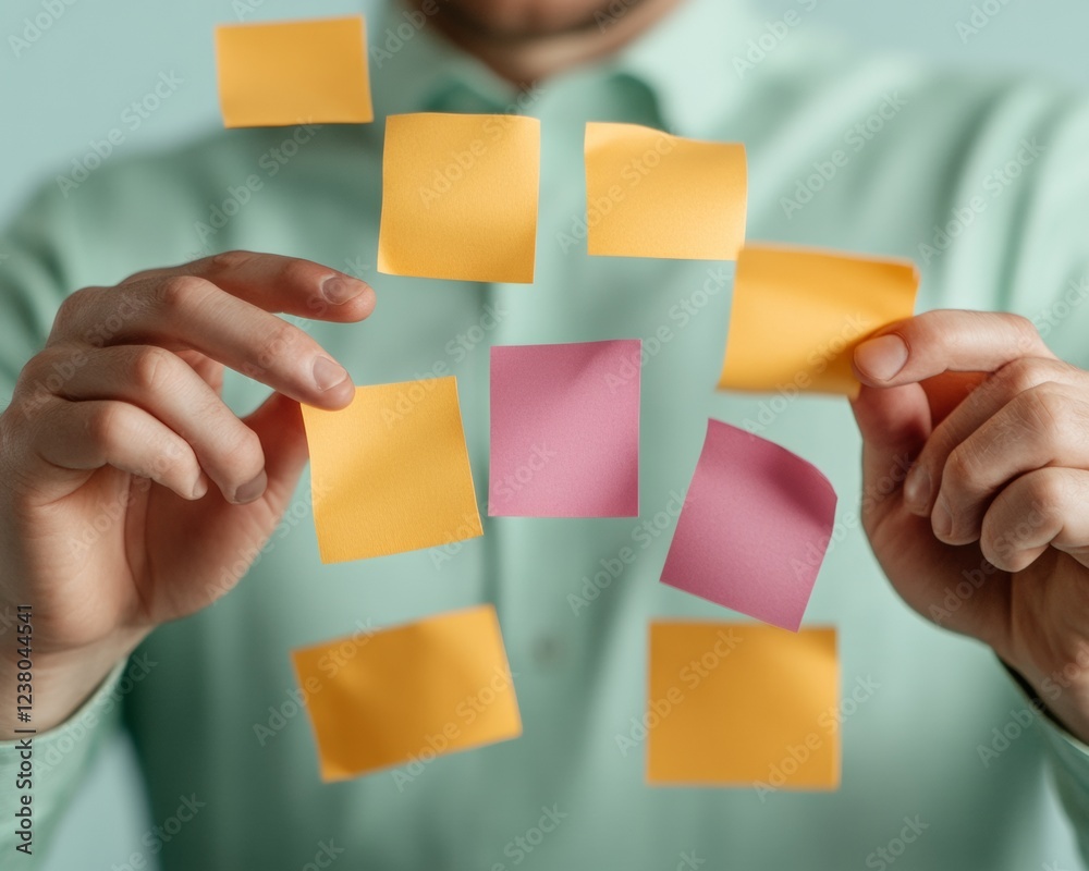 Leinwandbilder collaborative startup strategy diverse team planning with colorful sticky notes on glass - innovativ
