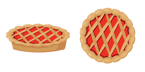 Delicious dessert food red apple pie illustration image