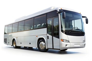 Stock photo: A pristine white city bus, side view, ideal for transportation or travel themes.