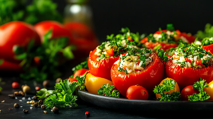 Greek Gemista stuffed tomatoes and bell peppers