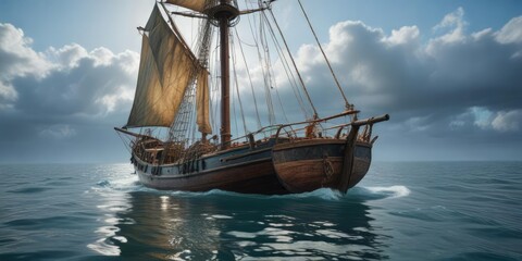 old sailing boat partially submerged in ocean water, marine life, ocean, sailboat