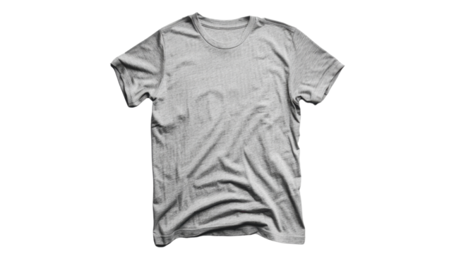 Blank grey t-shirt mockup on transparent background for easy editing