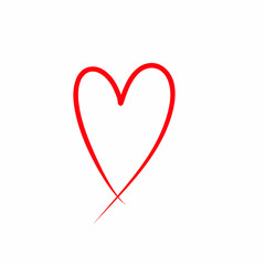 Simple red heart illustration on white background 