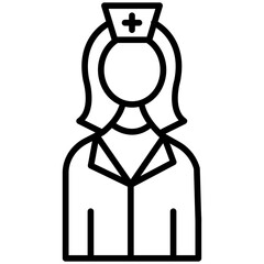 Lady Doctor Line Icon Style