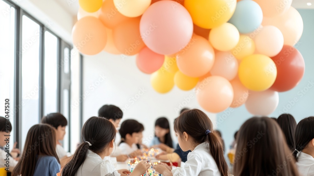 Poster vibrant stem workshop young innovators craft circuits with led lights in modern korean setting - ins