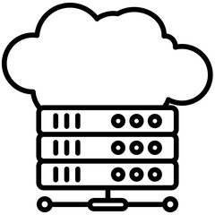 Cloud Server Line Icon Style