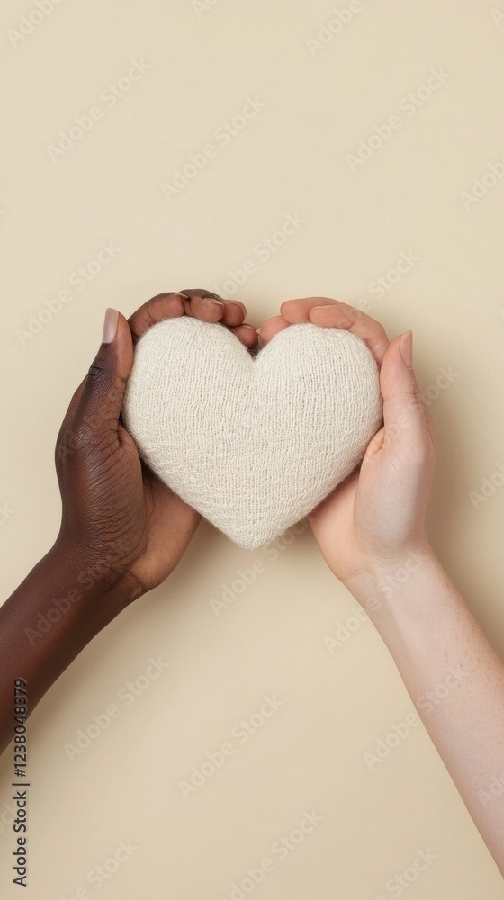Aufkleber diverse community collaboration knit heart symbol in unity - inclusive wellbeing content and social 