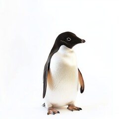 Obraz premium Adelie Penguin isolated on white background for wildlife marketing campaigns