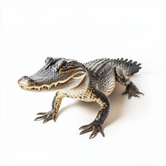 Naklejka premium Alligator isolated on a white background for wildlife and marketing campaigns