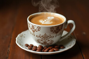 cup of coffee with beans