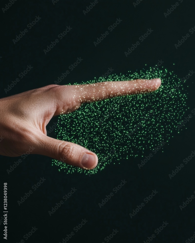 Poster futuristic cybersecurity panel glowing holographic lock from outstretched hand - advanced informatio
