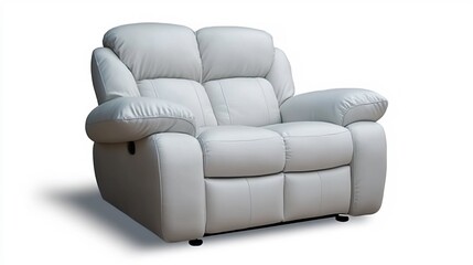 Comfortable white leather loveseat in a minimalist setting, perfect for modern living rooms