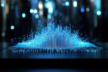 Mesmerizing blue light matrix on circuit board in digital technology display