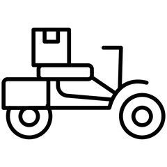 Motorbike Delivery Line Icon Style