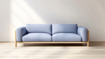 Fototapeta premium Light Blue Sofa in Minimalist Living Room