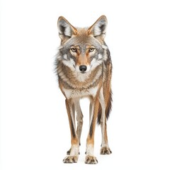 Fototapeta premium Coyote isolated on white background for wildlife and nature marketing campaigns