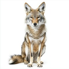 Obraz premium Coyote isolated on white background for wildlife marketing campaigns