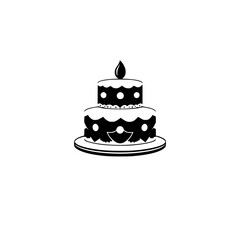 A delightful two-tiered cake, perfect for birthdays and celebrations. This simple yet elegant design features black and white dots, creating a visually appealing dessert.